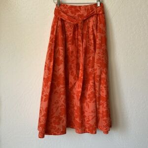 Charter Club -  Midi Orange Flowered Skirt - Cotton Skirt & Lining